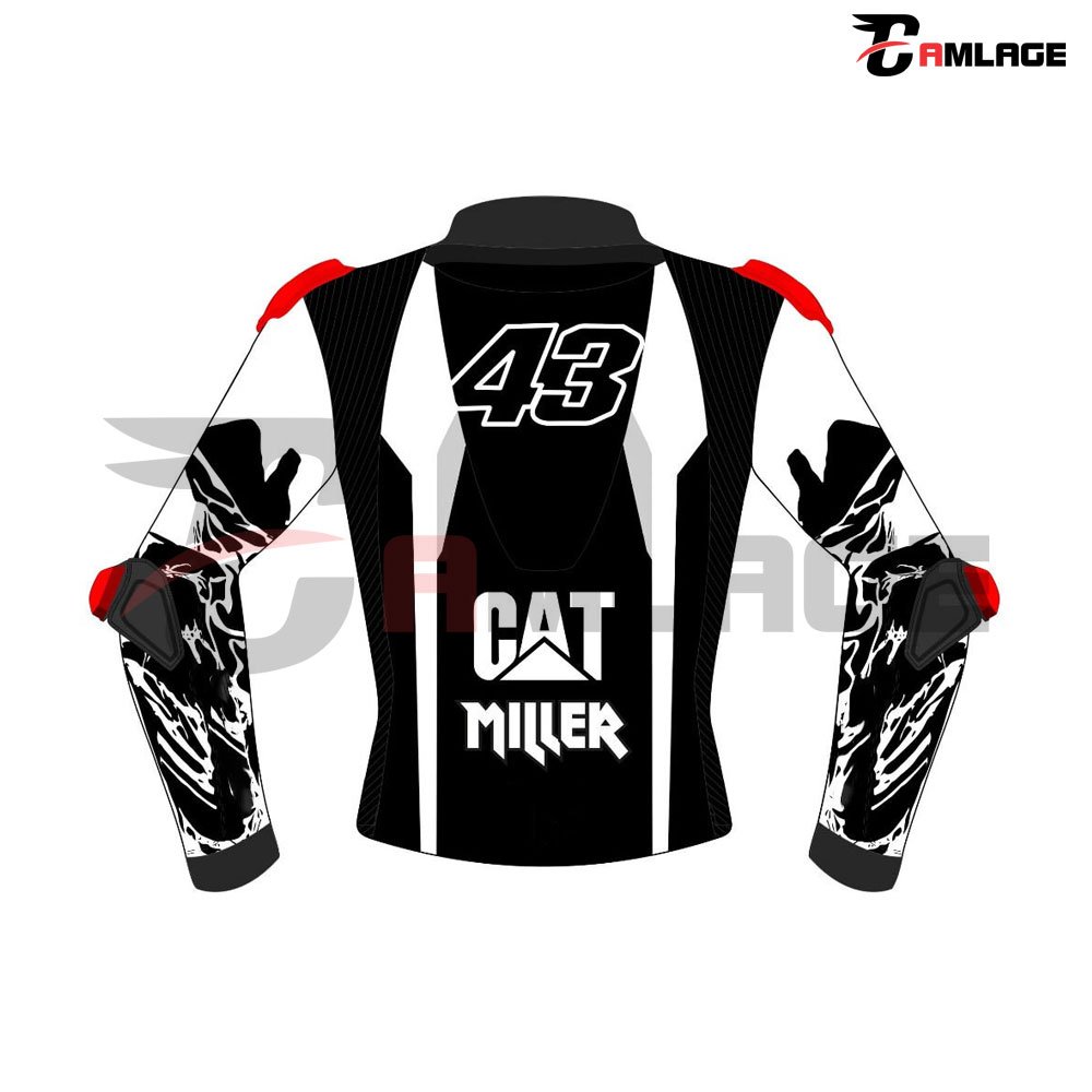Jack Miller Black And White Motorcycle Jacket MotoGP 2024 Winter Test