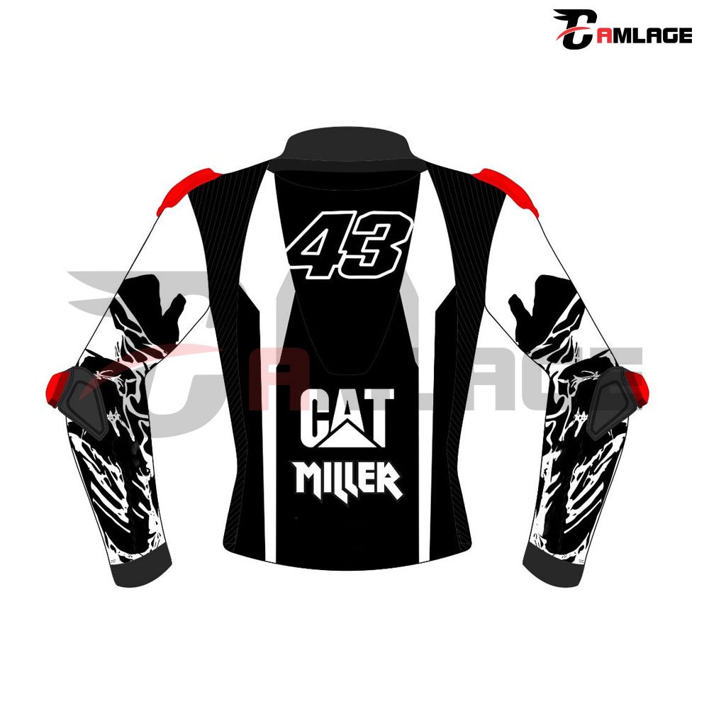 Jack Miller Black And White Motorcycle Jacket MotoGP 2024 Winter Test